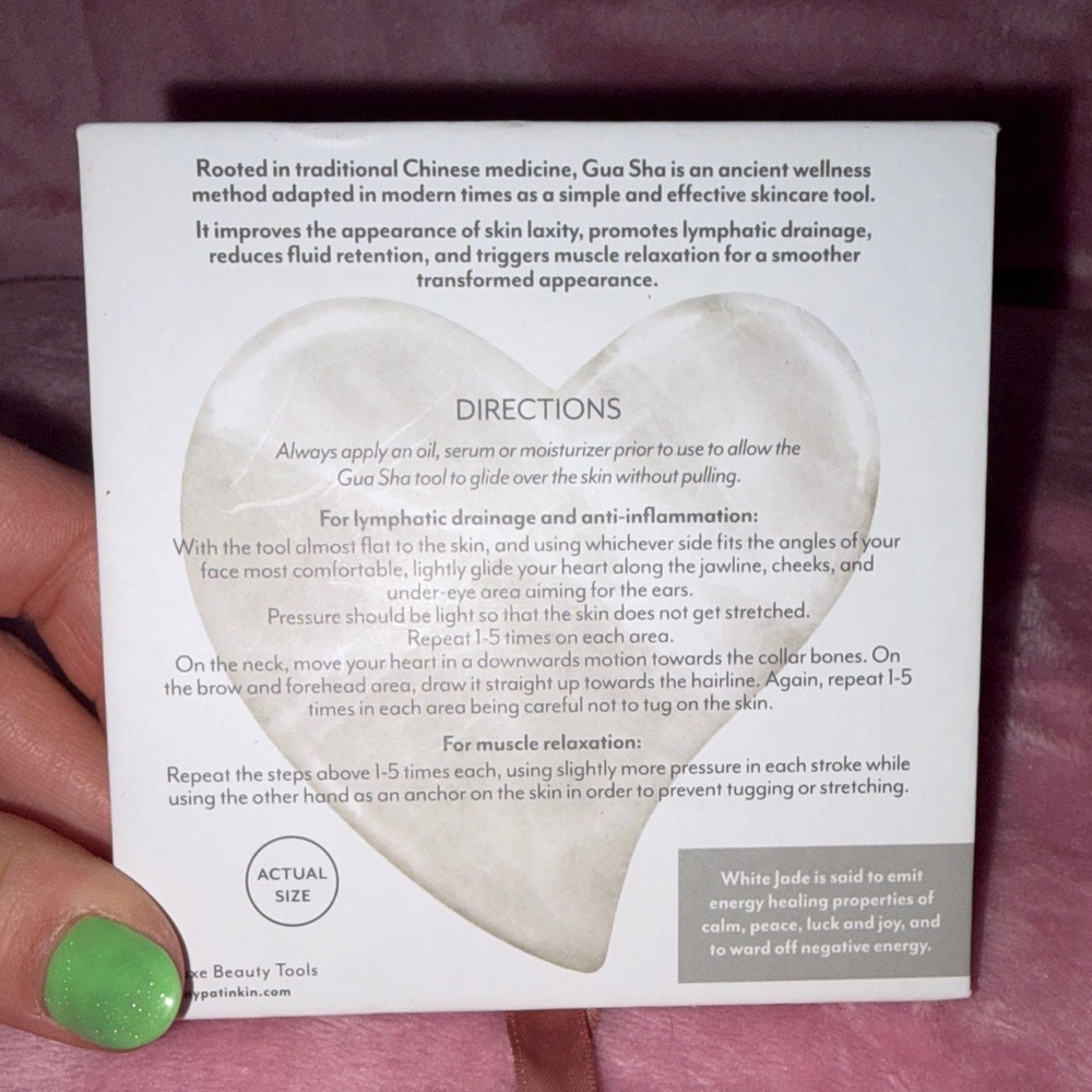 Jenny Patinkin Joyful Heart Genuine White Jade Gua Sha Stone NWT - Picture 3 of 3